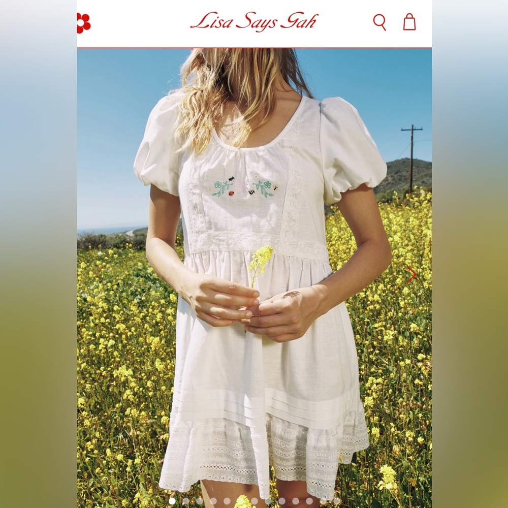Lisa Says Gah White Dress with Embroidery